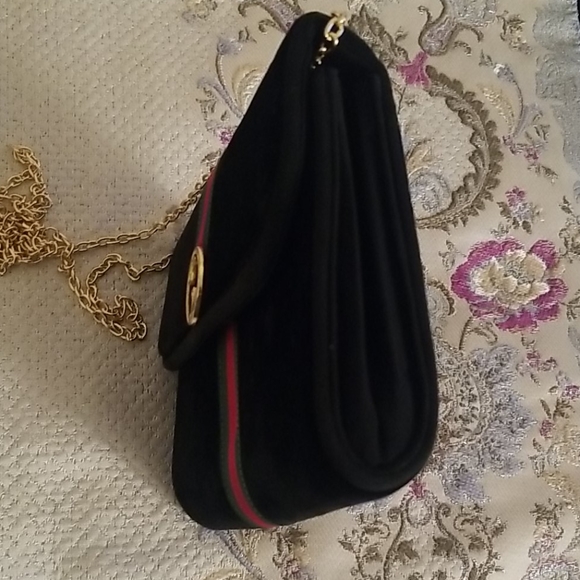 SOLD! Gucci Velvet Clutch Purse + Crossbody Strap - Picture 7 of 8